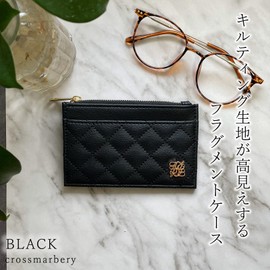 Cross Marberry R91 Fragment Case, Quilting, Card Case, Adult, Cute, High Visibility, Slim, Thin Wallet, Coin Purse Included, Black