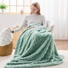 NEWCOSPLAY Faux Fur Queen Blanket Sage Green Bubble Blanket Thick