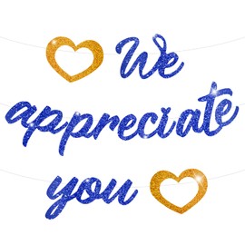 Engrowtic Pre Strung We Appreciate You Banner with Letter Thank You Banners for Employees Teacher Doctor Nurse Staff Employee Appreciation Decorations(Blue)