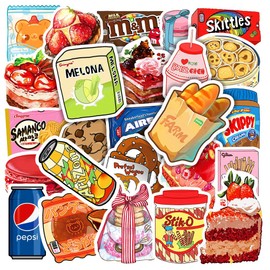 LYunMu 100 Pcs Snack Stickers for Kids Teens Adults Boys Girls Gift,Stickers Pack for Laptop,Skateboard,Luggage,Car,Bike, Cup,Computer,Water Bottle Decor,kawaii Vinyl Waterproof Sticker Decals