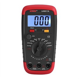 Medidor de Capacitancia Condensador de Capacitancia con Pilas Digital Tester 6013L Retroiluminaci¨®n LCD Display (Rojo)