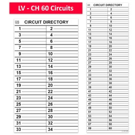 Littversions 60/120 Circuits -1Pcs Replacement for Cutler Hammer Eaton Electrical Circuit Breaker Fuse Panel Directory Labels Stickers Decals CKTDIR