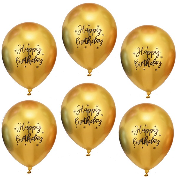 Happy Birthday Gold Metallic Balloons, 20 Gold Balloons Metallic Decoration