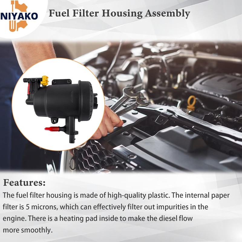 Niyako Fuel Filter Housing Assembly Replacement# 68157290AB 68157290AA Fit 2013-2018
