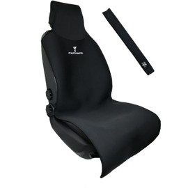 Athlete Ignited™ Universal Fit Waterproof and Sweatproof Seat Cover + Seat Belt Cover 22"X59" (Black)