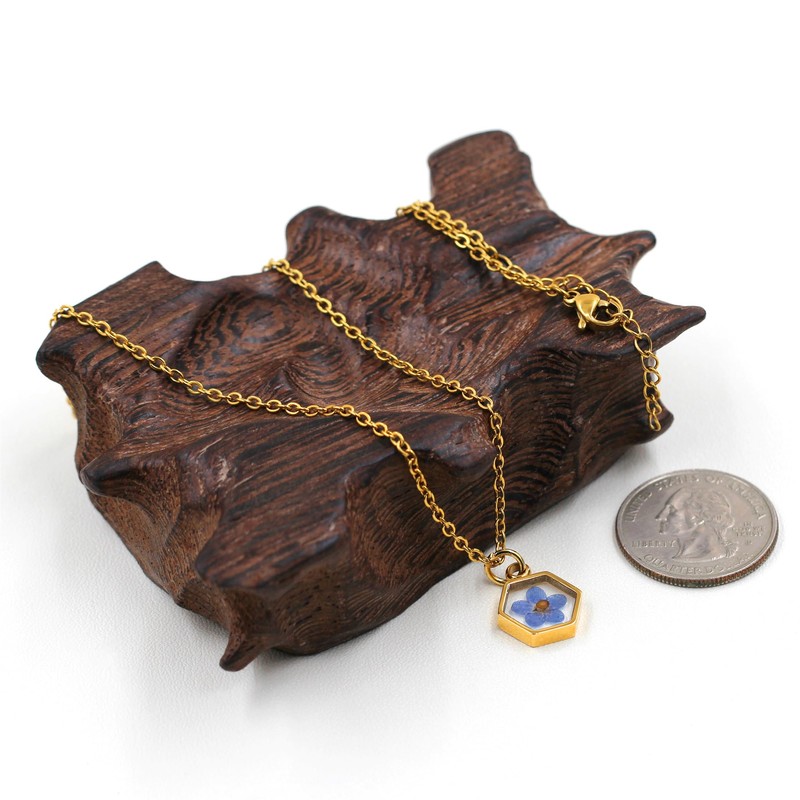 Yongxu Inspirational Faith Necklace with Purple Flower Charm and Genuine