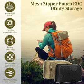 Pack of 2 EDC Pouch 23 x 13 x 5 cm Nylon EDC Bag for Men, Tool Bag Small with Breathable Mesh and Strap, Multitool Bags for Torch, Wrench, Pliers, Camping, Hiking