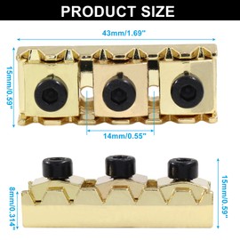 Murtenze 42MM Guitar Metal Locking Nut String Lock, Guitar Parts Strings Locked Nut for Floyd Rose Style Electric Guitar Tremolo Double Lock System (Gold)