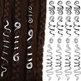 12 Pcs Braid Hair Accessories Celtic Hair Jewelry Alloy Dreadlock Loc Coil Jewel Snake Hair Clips for Women (Silver, Vintage Style)