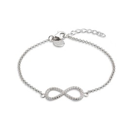 XENOX® Infinity Bracelet – Women's Bracelet Made of High-Quality 925 Sterling Silver with Infinity Pendant and Zirconia Stones, Sterling Silver, Cubic Zirconia