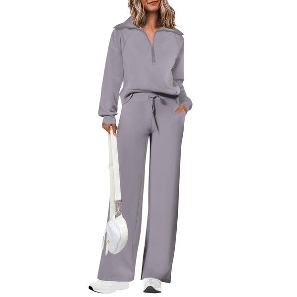 PRETTYGARDEN Women's 2025 Fall 2 Piece Outfit Casual Lapel Sweatshirt