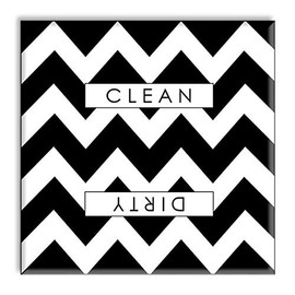 Dishwasher Magnet Clean Dirty Sign, Strong Clean and Dirty Magnet for Dishwasher (Black Chevron Stripes)