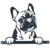 AB Tools Black Metal Peeking Frenchie Silhouette with Fixing Plate