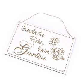 Garden Sign "Genießen die Ruhe, bin im Garten" - Wooden Sign Garden Decoration 26 x 16 cm | Dekolando