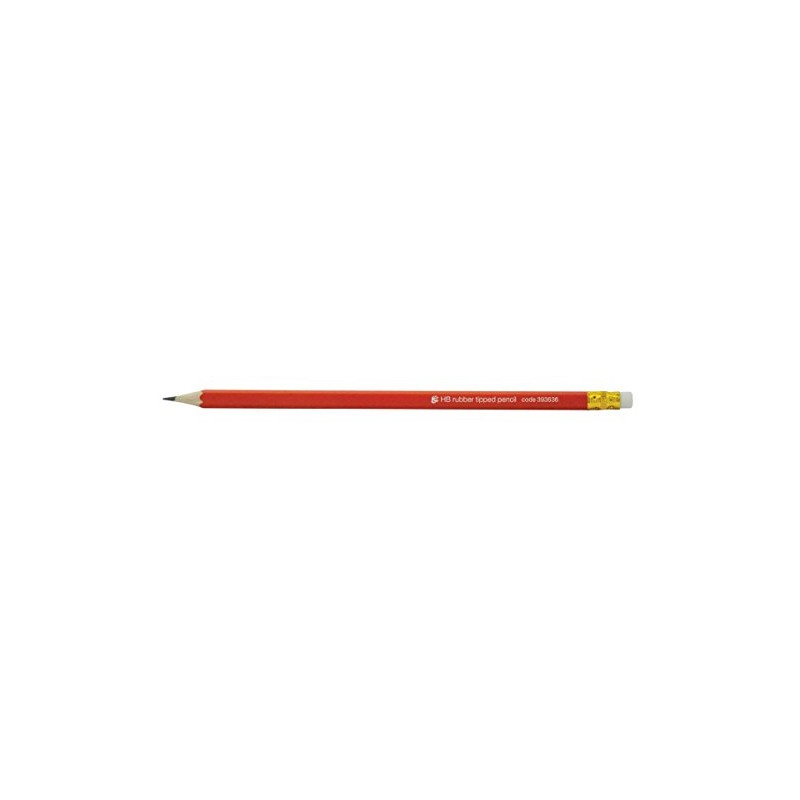 Pencil with Eraser HB Red Barrel [Pack 12]