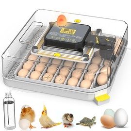 ZEMIRO CHARGE 48 Egg Incubator for Hatching Chicken, Duck, Quail & Parrot Eggs,Fully Automatic Egg Turning & Humidity Control with Water Serving System, 360° Clear View Window(48 Egg-Grey)