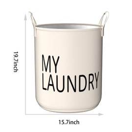 Yikko 2-Pack Large Laundry Basket, Waterproof Freestanding Laundry Hamper, Canvas Large Storage Baskets for Kids Boys and Girls, Office, Bedroom, Clothes,Toys (White-25)