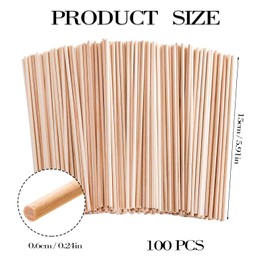 PMELCXD 100 PCS Dowel Rods - Unfinished Natural Wood Dowel Rods -Get Creative Perfect for Crafts and DIY Projects (150mm x 6mm)