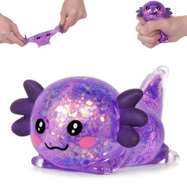 Asgzed Axolotl Squishy Stress Relief Toy Cute Glitter Squishy Axolotl
