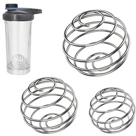 Heanvmyss Edelstahl Shaker Kugel,3 Stück Protein Klein Shaker,Stainless Steel Blender Mixing Ball,Metall Frühling Kugeltyp Wire Whisk Flaschenmischer Ball für Sport Fitness(3 Größen)