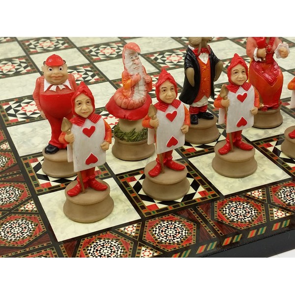 HPL Alice in Wonderland Fantasy Chess Set with 17" Mosaic Color Board