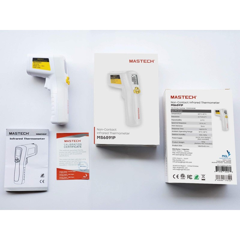 Mastech MS6591P Infrared Digital Thermometer Non-Contact Forehead with 2 measurement