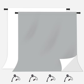 KUKUSOUL 10x10ft Solid Grey Curtain Backdrop Portrait Photography Background Grey White Reversible Background Birthday Party Wedding Decor Studio Video and Television Party Decor KUSKX032