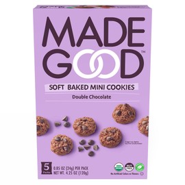 MadeGood Double Chocolate Soft-Baked Cookies, 0.85oz Each, Organic Snacks