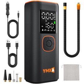 YMXA Car Tire Inflator Portable Air Compressor - 4X Faster 160 PSI, DC 12V Air Pump for Car Tires, Tire Pump for Car Portable with Large Dual Digital Screen, Portable Tire Inflator for Car,Motor,Ball