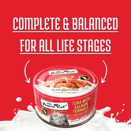 Fussie Cat Premium Canned Wet Cat Food in Goat Milk Gravy - 2.47 oz Cans - Case of 24 Cans (Tuna & Salmon)