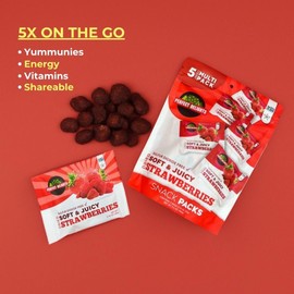 Perfect Delights Snack Pack Strawberries, Sun-Dried Strawberries, On-the-Go Vegan, Healthy Snack, Easy-to-Carry Dried Strawberries, Perfect for Kids & Adults - 5 Pack