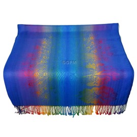 GFM® Silky Feel Peacock Rainbow Pashmina Style Scarf (EXC)(88)(PCK3-CRTNL).