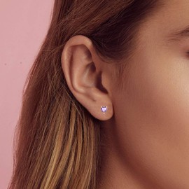 Heart Austrian Crystal Stud Earrings for Women Fashion 925 Sterling Silver Hypoallergenic Jewelry (Tanzanite)