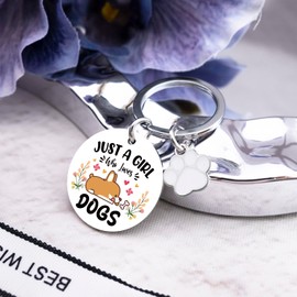 Gifts for Dog Lovers Women Cute Puppy Keychain for Dog Owners Teen Girl Unique Dogs Mom Gifts for Best Friends Just A Girl Who Loves Dogs Gift for Her