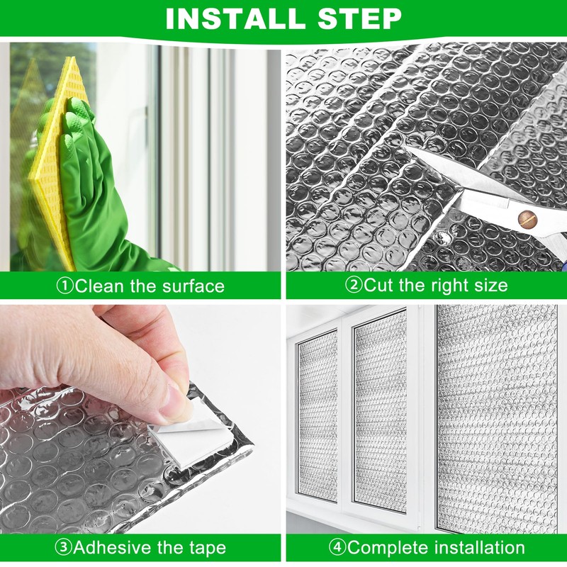 8P Garage Door Insulation Panels Kit 0.24"T Double Bubble Reflective