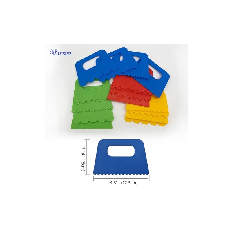 Lependor Plastic Scrapers Kit, 16Pcs Paint Scraper Tool for Arts