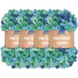 JubileeYarn Fun Finger Loops Yarn - Jumbo Polyester - 100g/Skein - Oceanus - 4 Skeins
