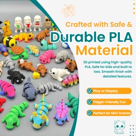 25 pcs Mini 3D Printed Animal Figurines Set – Articulated, Flexible, Party Favors, Fidget Desk Accessories, Goodie Bag Fillers, Office Gifts, Sensory Items, Collector’s Set