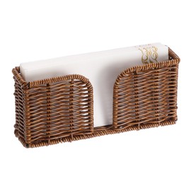Sumnacon Guest Towel Holder for Bathroom, Disposable Vertical Paper Towel Napkin Stand, 9"x2"x4", Plastic Rattan Hand Towels Organizer, Upright Wicker Napkin Dispenser for Table Vanity Kitchen,Coffee