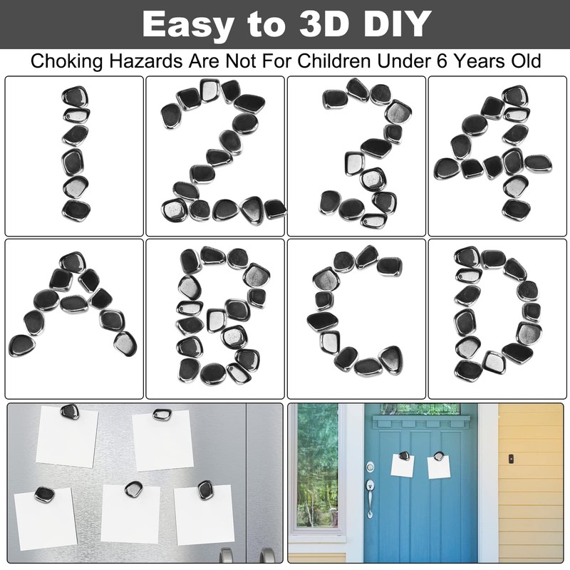 YISHIDANY 24pcs Black Large Fridge Magnets Stones Science Kit, Irregular