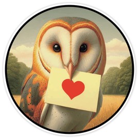 Azeeda 'Barn Owl Love Note' White Premium Vinyl Decal Sticker – Waterproof, Durable & Easy to Apply - Ideal for Car Bumpers, Windows, Bins and More (DW00170493)