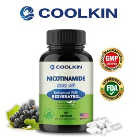 Nicotinamide 500mg - Resveratrol - Anti-Aging Skin Health Cellular Energy Support, 1 Count, 60 Tablets / 니코틴아마이드 500mg - 레스베라트롤 - 노화 방지 피부 건강 세포 에너지 지원, 1개, 60정