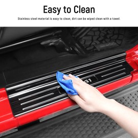 YOJOJOCO Door Sill Guards Compatible with Jeep Wrangler JL JLU 2018-2026 & Gladiator JT 2020-2026 Accessories Stainless Steel Material Black Brushed Texture Front and Rear Door Sill Protector