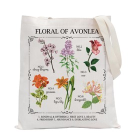 POFULL Anne Green Gift Bookish Shoulder Bag Book Lover Gift Flower of Avonlea Chart Market Tote Bag (FLORAL OF AVONLEA CA)