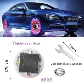 Ohleats - 8 luces de rueda de coche, luces LED intermitentes coloridas con sensor de movimiento, boquilla de gas solar impermeable para camión, bicicleta, motocicleta, accesorios de coche