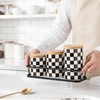Small Checkered Kitchen Canister Set of 3 with Black Metal