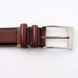 Ojier Men's Belt, Suede, Cowhide Leather, Genuine Leather, Antique Leather, One Size Fits All (Adjustable Size) Made in Japan, red brown