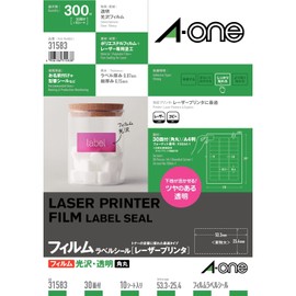 A-One 31583 Label Stickers, Laser Glossy Film, Clear, 30 Sides, 10 Sheets
