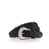MUSTANG Braided 25mm Leather Belt with Polished Silver Clasp, black