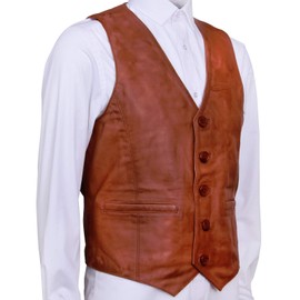 Infinity Leather Men's Goat Suede Classic Smart Soft Leather Vest, Tan